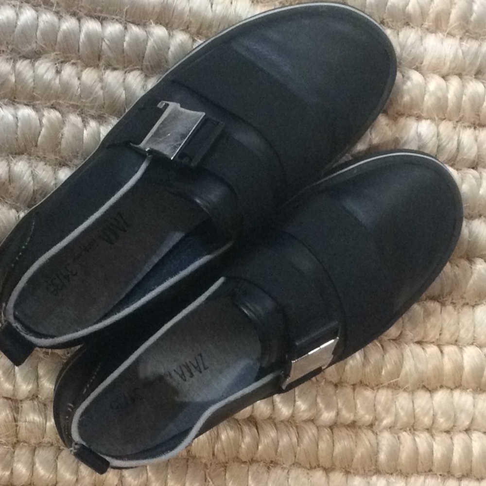 Zara footwear black leather girl shoes 34/35 - Picture 2 of 8